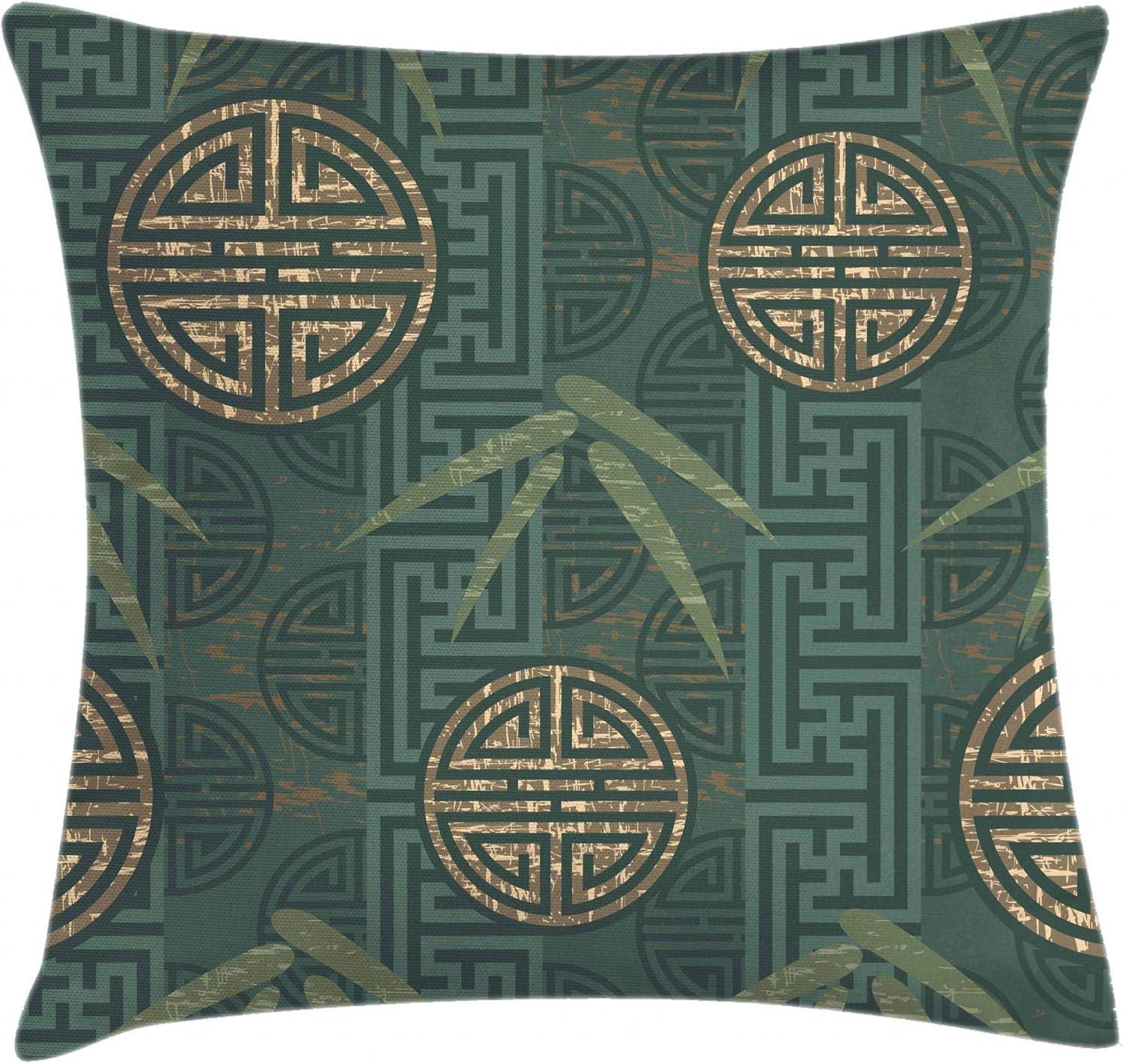 imageAmbesonne Tribal Throw Pillow Cushion Cover Tangerine Toned Design of Bold Lines Geometric Triangles Artwork Modern Look Image Decorative Square Accent Pillow Case 16 X 16 Black Orange and WhiteIvory Teal and Tan