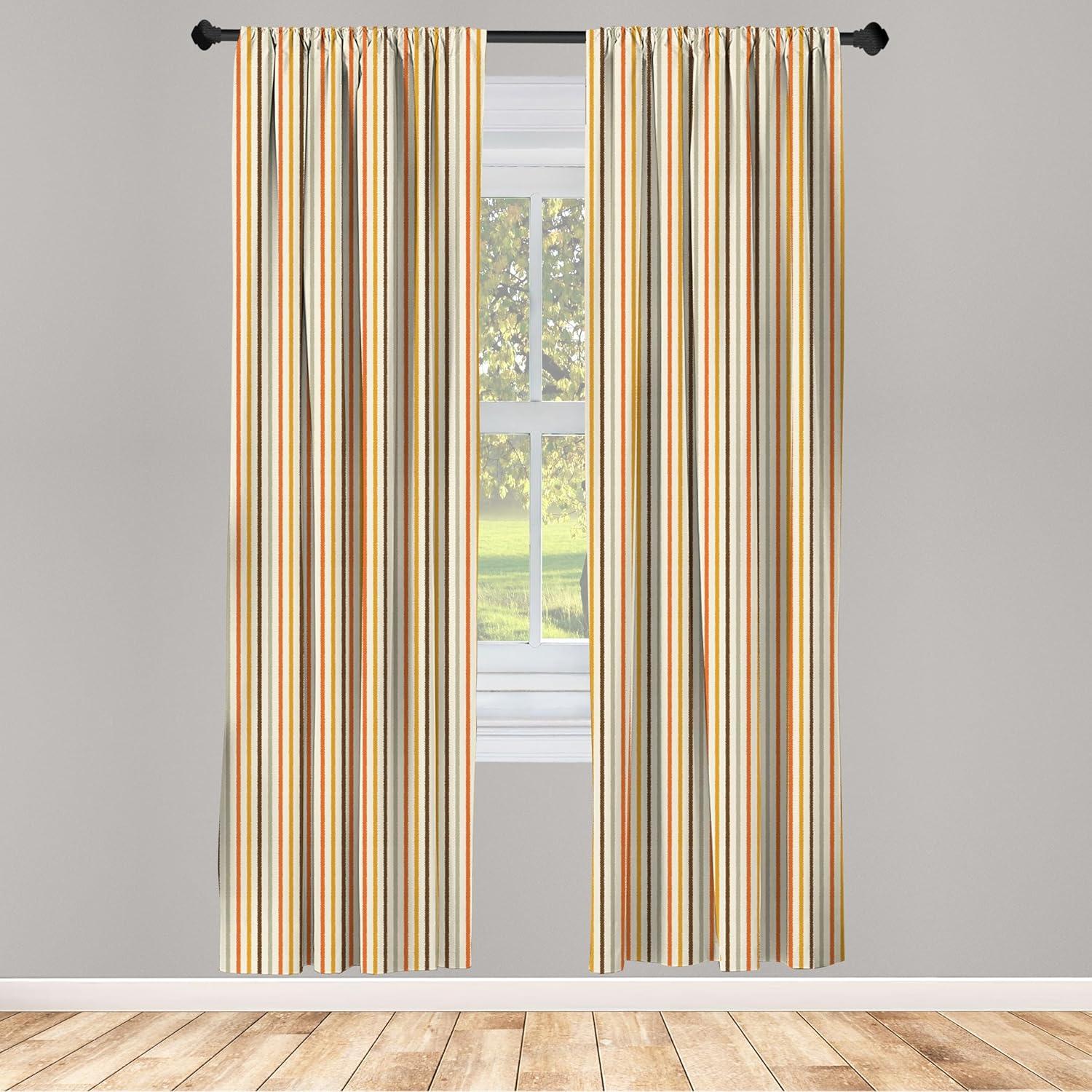 imageAmbesonne Vintage Curtains Retro Nostalgic 60s 70s Fashion Stripes Vertical Pattern Vintage Window Treatments 2 Panel Set for Living Room Bedroom Pair of 28 x 63 Mustard Orange