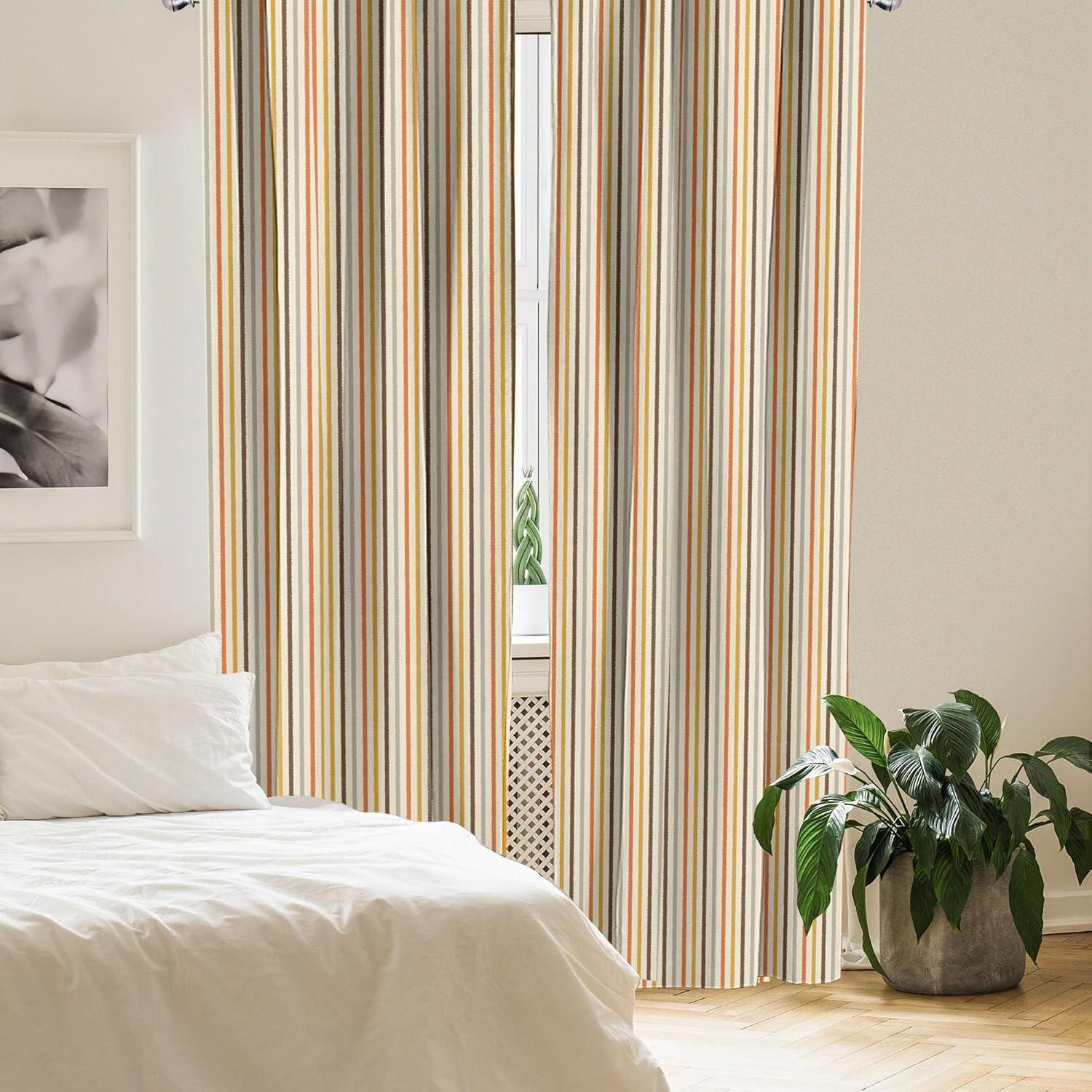 imageAmbesonne Vintage Curtains Retro Nostalgic 60s 70s Fashion Stripes Vertical Pattern Vintage Window Treatments 2 Panel Set for Living Room Bedroom Pair of 28 x 63 Mustard Orange