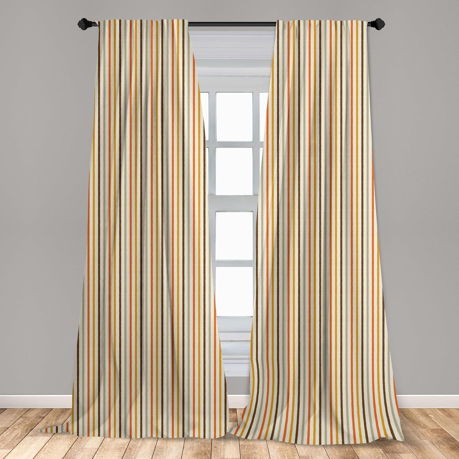 imageAmbesonne Vintage Curtains Retro Nostalgic 60s 70s Fashion Stripes Vertical Pattern Vintage Window Treatments 2 Panel Set for Living Room Bedroom Pair of 28 x 63 Mustard Orange