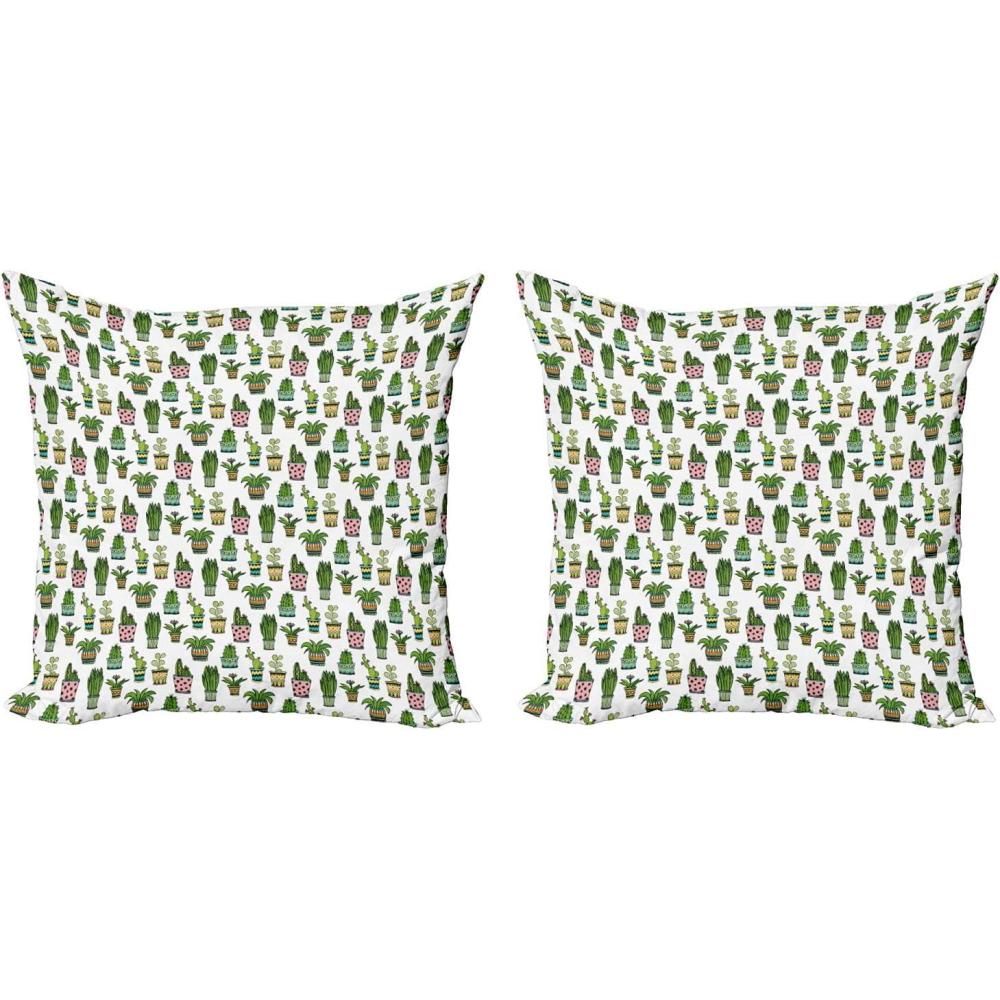 imageAmbesonne Cactus Decorative Throw Pillow Case Pack of 2 Colorful Succulent Houseplants and Cactus Pattern Doodle Style Flowers Pots Couch Bedroom Living Room Cushion Cover 18 Multicolor18