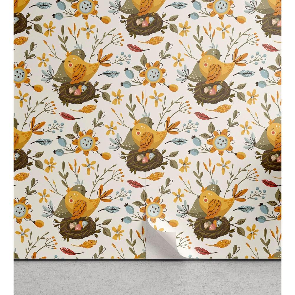 imageAmbesonne Magnolia Peel amp Stick Wallpaper for Home Classic Pattern of Urban Jungle Flowers with Leaves Modern Farmhouse SelfAdhesive Living Room Kitchen Accent 13 x 72 Pale Rose Hunter GreenPale Coffee Green Beige