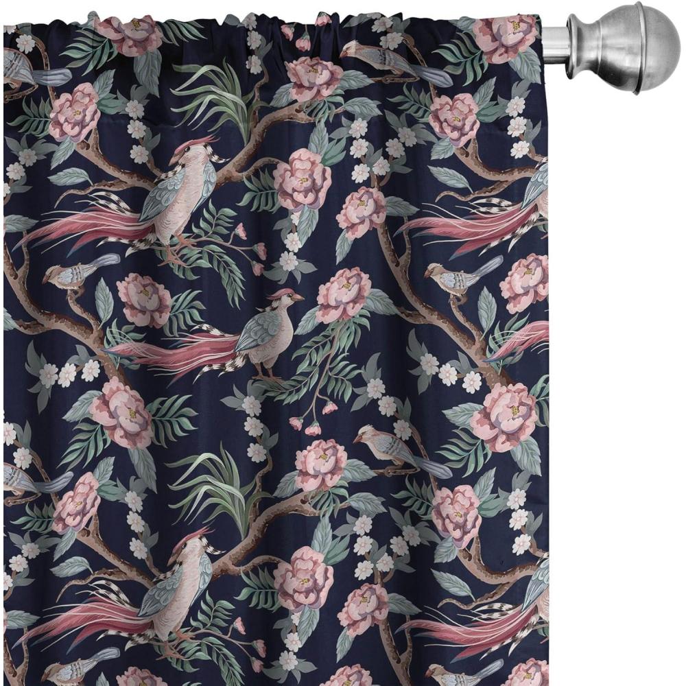 imageAmbesonne Skull Pattern Curtains Blooming Gothic Motif with Daisy Flowers Dragonflies Butterflies Window Treatments 2 Panel Set for Living Room Bedroom Pair of  28 x 63 Reseda Green Off WhitePale Pink Indigo