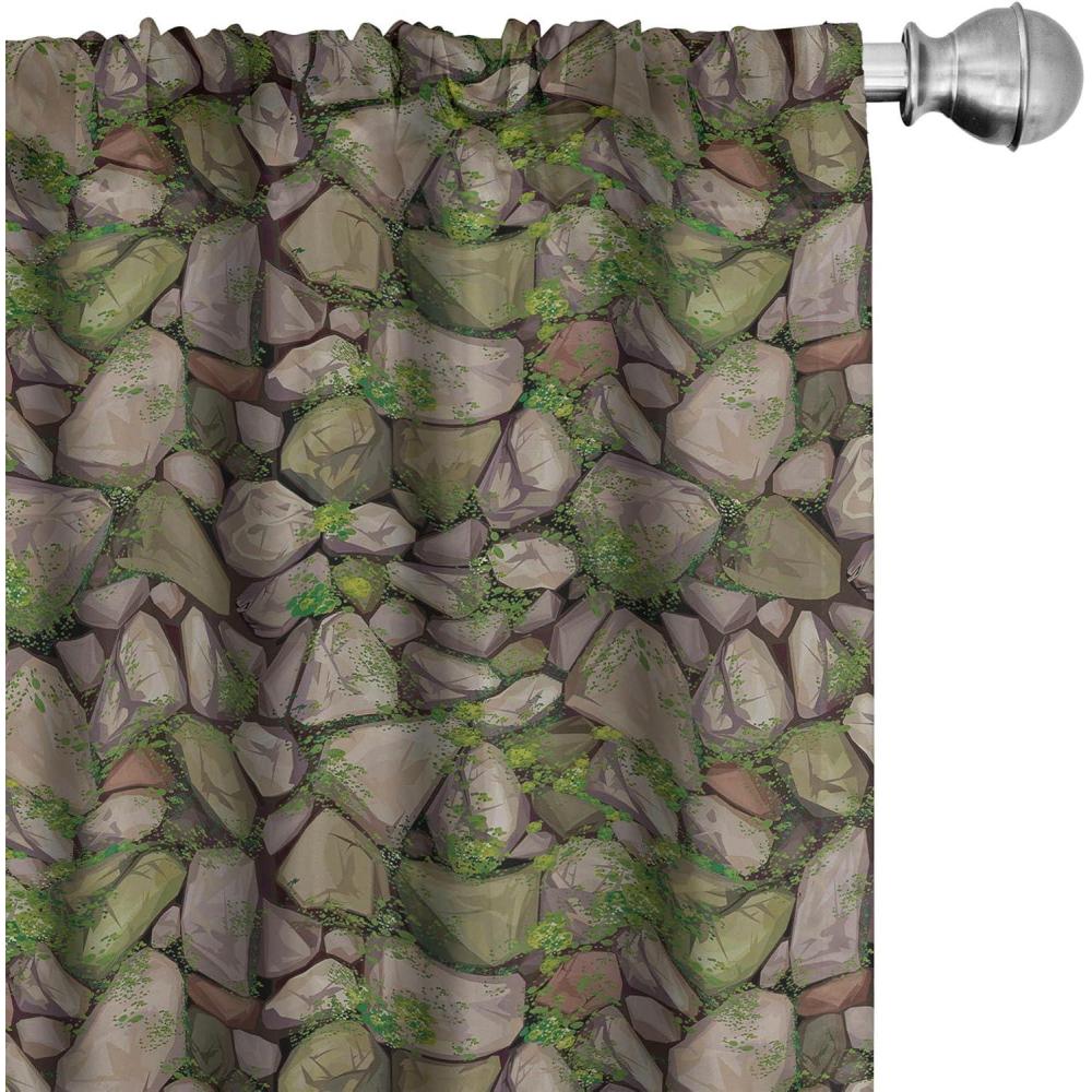 imageAmbesonne Skull Pattern Curtains Blooming Gothic Motif with Daisy Flowers Dragonflies Butterflies Window Treatments 2 Panel Set for Living Room Bedroom Pair of  28 x 63 Reseda Green Off WhiteReseda Green Pale Grey
