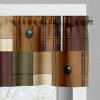 Ambesonne Abstract Window Valance Pack of 2, Autumnal Tones Earthy Modern Stripes and Squares with Simple Lines, Rod Pocket Curtain Valances Kitchen Bedroom, 54″ X 12″,Caramel Burgundy Green