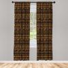 Ambesonne African Curtains, Chevron Zigzag Circles and Spirals Timeless Vintage Art Design Oriental Doodle, Window Treatments 2 Panel Set for Living Room Bedroom, Pair of – 28″ x 63″, Brown Yellow