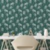 Ambesonne Botanical Peel & Stick Wallpaper for Home, Abstract Soft Modern Drawn Umbrella Plants Flowers Branches Illustration, Self-Adhesive Living Room Kitchen Accent, 13″ x 100″, Hunter Green White