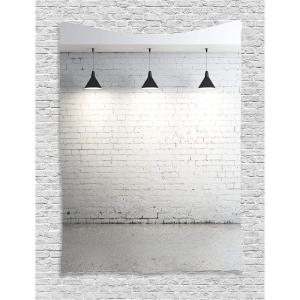 Ambesonne Abstract Tapestry, Brickwork Concrete Room with 3 Ceiling Lamps Modern Minimalistic Design, Wall Hanging for Bedroom Living Room Dorm Decor, 40″ X 60″, Black Grey