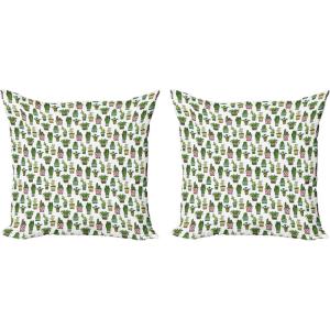 Ambesonne Cactus Decorative Throw Pillow Case Pack of 2, Colorful Succulent Houseplants and Cactus Pattern Doodle Style Flowers Pots, Couch Bedroom Living Room Cushion Cover, 18″, Multicolor(24″ x 24″ (Pack of 2))