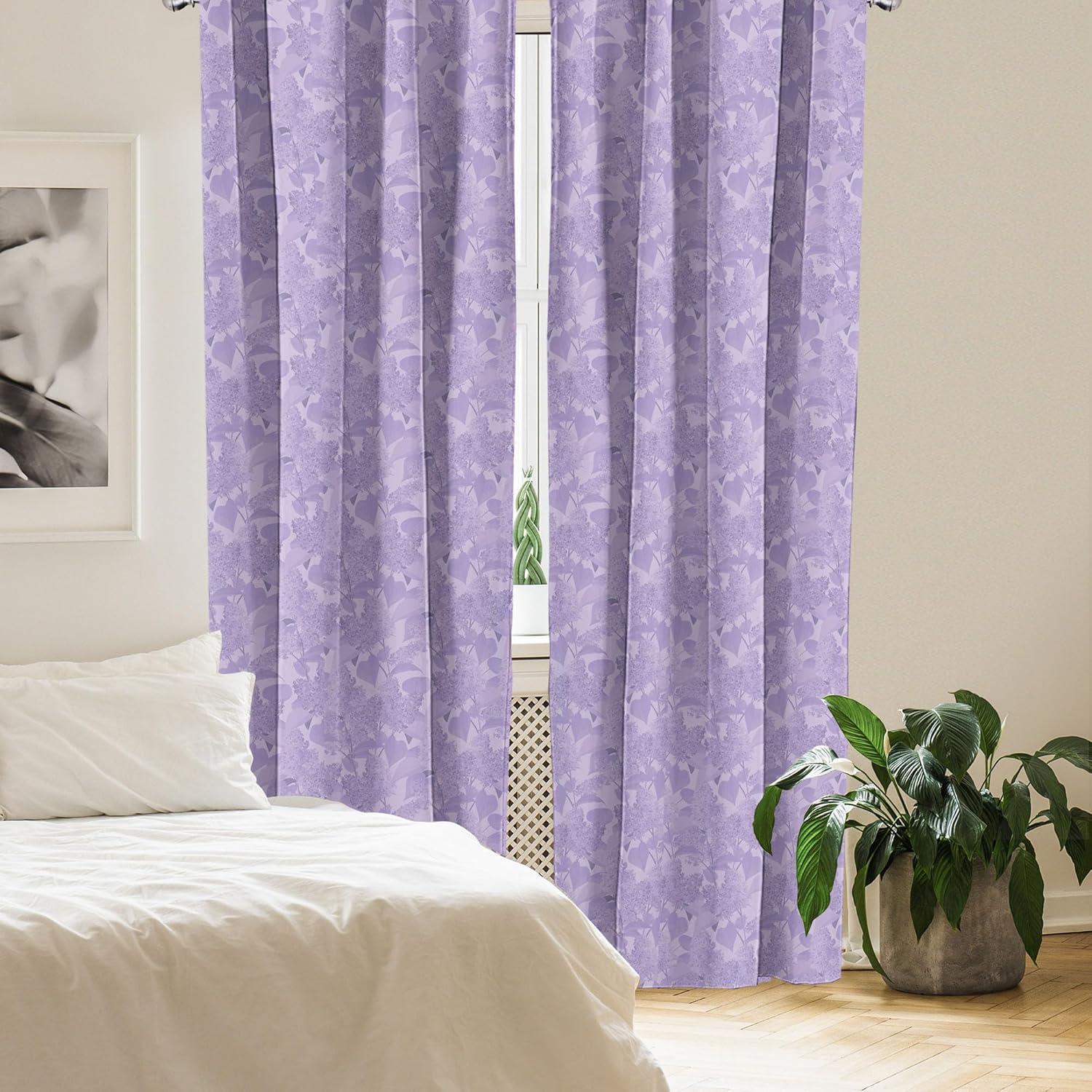 imageAmbesonne Lilac 2 Panel Curtain Set Romantic Syringa Flower Bouquets Picture Fresh Botanical Garden in Early Spring Season Window Treatment Living Room Bedroom Decor Pair of 28 x 84 Lilac