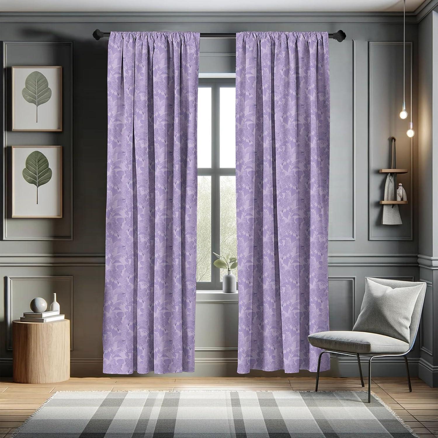 imageAmbesonne Lilac 2 Panel Curtain Set Romantic Syringa Flower Bouquets Picture Fresh Botanical Garden in Early Spring Season Window Treatment Living Room Bedroom Decor Pair of 28 x 84 Lilac
