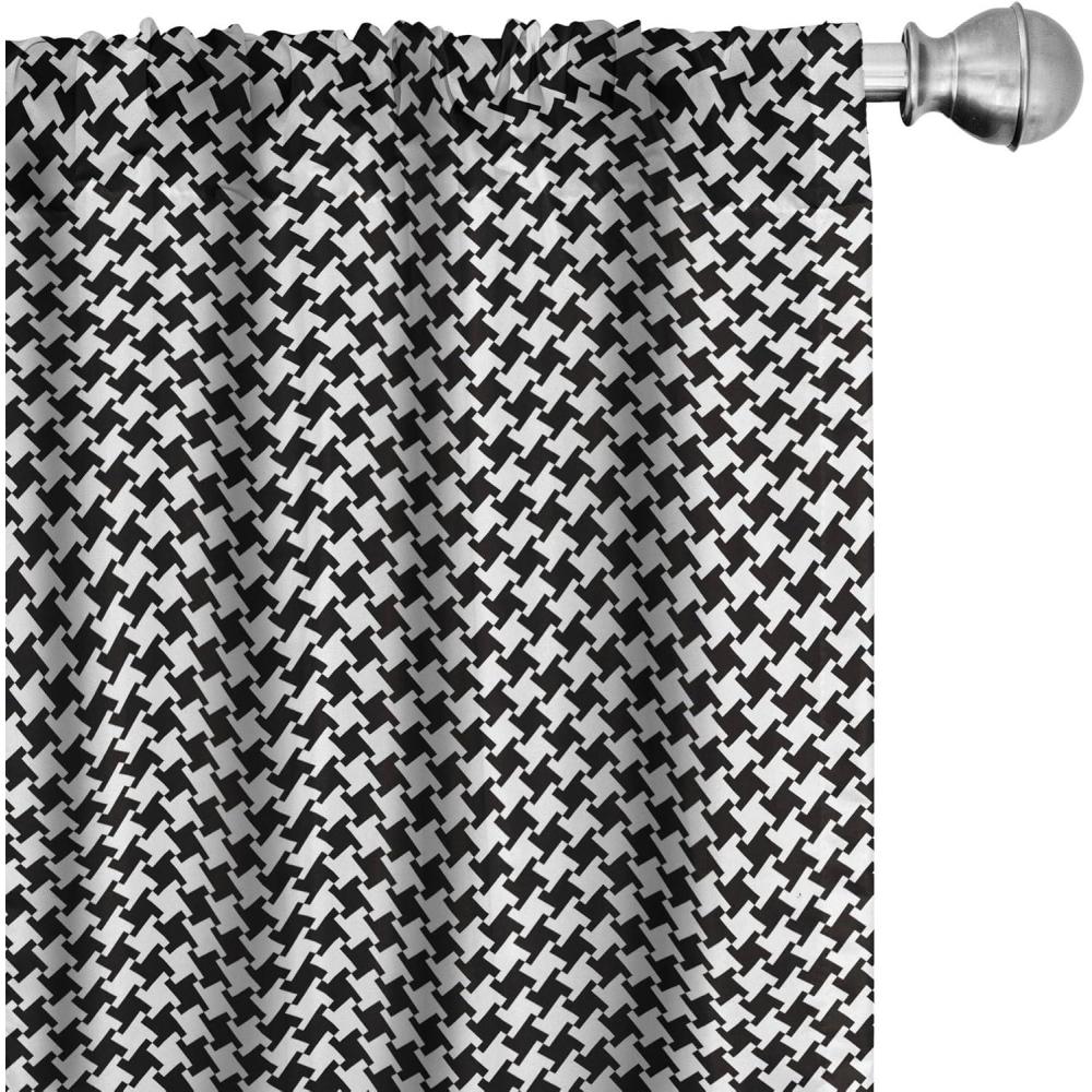 imageAmbesonne Houndstooth Curtains Monochrome Pattern with Classic Simple Ornament Repetitive Print Window Treatments 2 Panel Set for Living Room Bedroom Pair of  28 x 95 Black Off White