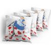 Ambesonne Alice in Wonderland Decorative Throw Pillow Case Pack of 4, Girl Sitting on a Tea Cup Heart Shape Character Fantasy Tale, Cushion Cover for Couch Living Room Car, 20″, White Blue