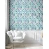 Ambesonne Botanical Peel & Stick Wallpaper for Home, Garden Themed Watercolor Style Leaf Prints Blooming Brushstrokes, Self-Adhesive Living Room Kitchen Accent, 13″ x 100″, Teal Pale Purple and White