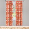 Ambesonne Burnt Orange Curtains, Hawaiian Hibiscus Pattern with Swirls and Curves on Background, Window Treatments 2 Panel Set for Living Room Bedroom, Pair of – 28″ x 63″, Orange White