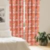Ambesonne Burnt Orange Curtains, Hawaiian Hibiscus Pattern with Swirls and Curves on Background, Window Treatments 2 Panel Set for Living Room Bedroom, Pair of – 28″ x 63″, Orange White