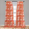 Ambesonne Burnt Orange Curtains, Hawaiian Hibiscus Pattern with Swirls and Curves on Background, Window Treatments 2 Panel Set for Living Room Bedroom, Pair of – 28″ x 63″, Orange White