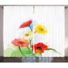 Ambesonne Flower Curtains, an Abstract Oil Painting Poppy Patterns of Fresh Spring and Expressionist an Artwork of a Theme Print, Living Room Bedroom Window Drapes 2 Panel Set, 108″ X 84″, Yellow Red(Yellow Red)