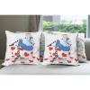 Ambesonne Alice in Wonderland Decorative Throw Pillow Case Pack of 4, Girl Sitting on a Tea Cup Heart Shape Character Fantasy Tale, Cushion Cover for Couch Living Room Car, 20″, White Blue