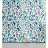 Ambesonne Botanical Peel & Stick Wallpaper for Home, Garden Themed Watercolor Style Leaf Prints Blooming Brushstrokes, Self-Adhesive Living Room Kitchen Accent, 13″ x 100″, Teal Pale Purple and White