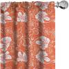 Ambesonne Burnt Orange Curtains, Hawaiian Hibiscus Pattern with Swirls and Curves on Background, Window Treatments 2 Panel Set for Living Room Bedroom, Pair of – 28″ x 63″, Orange White