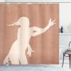 Ambesonne Mid Century Modern Boho Shower Curtain, Simple Cream Tone Lady Look Silhouette Composition Print, Cloth Fabric Bathroom Decor Set with Hooks, 69″ W x 70″ L, Pale Rust Champagne