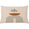 Ambesonne Mid Century Modern Boho Throw Pillow Cushion Cover, Minimalist Art of a Leafy Tree with Semicircle Stripes, Decorative Rectangle Accent Pillow Case, 26″ X 16″, Ginger Champagne Brown