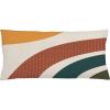 Ambesonne Mid Century Modern Boho Throw Pillow Cushion Cover, Retro Abstract Conceot Stripes with Polka Dots Print, Decorative Rectangle Accent Pillow Case, 36″ X 16″, Cinnamon Apricot Eggshell