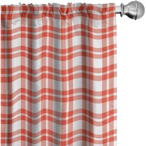 Ambesonne Abstract Curtains, Checkered Scottish Pattern Textured Geometric Square Formed Color Lines Art, Window Treatments 2 Panel Set for Living Room Bedroom, Pair of – 28″ x 95″, Red White