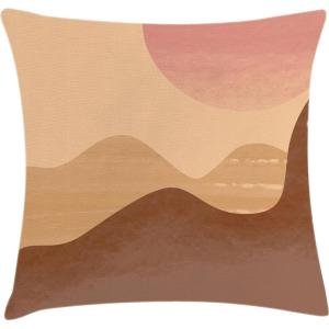 Ambesonne Mid Century Modern Boho Throw Pillow Cushion Cover, Earth Tones Minimalist Desert Dunes Art with Sun Print, Decorative Square Accent Pillow Case, 36″ X 36″, Peach Camel Chocolate