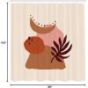 Ambesonne Mid Century Modern Boho Shower Curtain, Nature Feels Leaf with Abstract Rounds and Crescent Art, Cloth Fabric Bathroom Decor Set with Hooks, 69″ W x 105″ L, Eggshell Pale Cinnamon