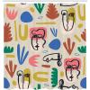 Ambesonne Mid Century Modern Boho Shower Curtain, Pattern of Abstract Leafy Shapes with Face Look Drawings, Cloth Fabric Bathroom Decor Set with Hooks, 69″ W x 70″ L, Eggshell Multicolor