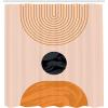 Ambesonne Mid Century Modern Boho Shower Curtain, Semi Circles and Planet Rounds on a Soft Background, Cloth Fabric Bathroom Decor Set with Hooks, 69″ W x 75″ L, Dark Orange and Pale Peach