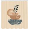 Ambesonne Mid Century Modern Boho Shower Curtain, Simple Botanical Leaves Watercolor Semicircles Art, Cloth Fabric Bathroom Decor Set with Hooks, 69″ W x 70″ L, Camel Champagne Grey Teal