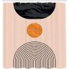 Ambesonne Mid Century Modern Boho Shower Curtain, Simple Modern Circular Balance Shapes on Pale Peach Back, Cloth Fabric Bathroom Decor Set with Hooks, 69″ W x 105″ L, Dark Orange Dark Grey