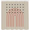 Ambesonne Mid Century Modern Boho Shower Curtain, Simple Roundy Lines and Spots on Eggshell Tone Back, Cloth Fabric Bathroom Decor Set with Hooks, 69″ W x 105″ L, Pale Mustard Dark Salmon
