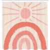 Ambesonne Mid Century Modern Boho Shower Curtain, Sunny Day in Neutral Colors Rainbow Stripes and Sun Art, Cloth Fabric Bathroom Decor Set with Hooks, 69″ W x 70″ L, Coral Blush Eggshell