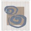 Ambesonne Mid Century Modern Boho Shower Curtain, Whirly Shapes with Earth Tones Rectangular Hippie Art, Cloth Fabric Bathroom Decor Set with Hooks, 69″ W x 70″ L, Warm Taupe Purpleblue