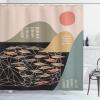 Ambesonne Mid Century Modern Boho Shower Curtain, Muted Tones of an Abstract and Dreamy Mountain Landscape, Cloth Fabric Bathroom Decor Set with Hooks, 69″ W x 84″ L, Black and Multicolor