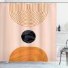 Ambesonne Mid Century Modern Boho Shower Curtain, Semi Circles and Planet Rounds on a Soft Background, Cloth Fabric Bathroom Decor Set with Hooks, 69″ W x 105″ L, Dark Orange and Pale Peach