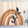 Ambesonne Mid Century Modern Boho Shower Curtain, Simple Leaves Branch of Earth Tones Rainbow Dreamy Art, Cloth Fabric Bathroom Decor Set with Hooks, 69″ W x 105″ L, Eggshell Burnt Orange
