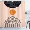 Ambesonne Mid Century Modern Boho Shower Curtain, Simple Modern Circular Balance Shapes on Pale Peach Back, Cloth Fabric Bathroom Decor Set with Hooks, 69″ W x 105″ L, Dark Orange Dark Grey