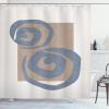 Ambesonne Mid Century Modern Boho Shower Curtain, Whirly Shapes with Earth Tones Rectangular Hippie Art, Cloth Fabric Bathroom Decor Set with Hooks, 69″ W x 70″ L, Warm Taupe Purpleblue