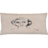 Ambesonne Mid Century Modern Boho Throw Pillow Cushion Cover, Abstract Simple Design Lady Silhouette Peach Tone Back, Decorative Rectangle Accent Pillow Case, 36″ X 16″, Pale Mustard Dark Grey