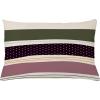 Ambesonne Mid Century Modern Boho Throw Pillow Cushion Cover, Bold Stripes with Minimalist Spots on Eggshell Back, Decorative Rectangle Accent Pillow Case, 26″ X 16″, Dark Purple and Army Green