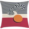 Ambesonne Mid Century Modern Boho Throw Pillow Cushion Cover, Chill Sun Look Round with Funky Stripes Dreamy Print, Decorative Square Accent Pillow Case, 40″ X 40″, Champagne Pale Vermilion
