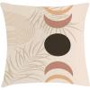 Ambesonne Mid Century Modern Boho Throw Pillow Cushion Cover, Dreamy Round and Crescent Pattern with Exotic Leaves, Decorative Square Accent Pillow Case, 26″ X 26″, Taupe Pale Rust Champagne