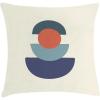 Ambesonne Mid Century Modern Boho Throw Pillow Cushion Cover, Geometric Balance with Semi Circles Weathered Effect, Decorative Square Accent Pillow Case, 16″ X 16″, Eggshell and Paprika