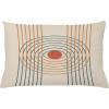 Ambesonne Mid Century Modern Boho Throw Pillow Cushion Cover, Geometric Design Minimalist Stripes and Circles Like Eye, Decorative Rectangle Accent Pillow Case, 26″ X 16″, Champagne Dark Salmon