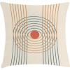Ambesonne Mid Century Modern Boho Throw Pillow Cushion Cover, Geometric Design Minimalist Stripes and Circles Like Eye, Decorative Square Accent Pillow Case, 28″ X 28″, Champagne Dark Salmon